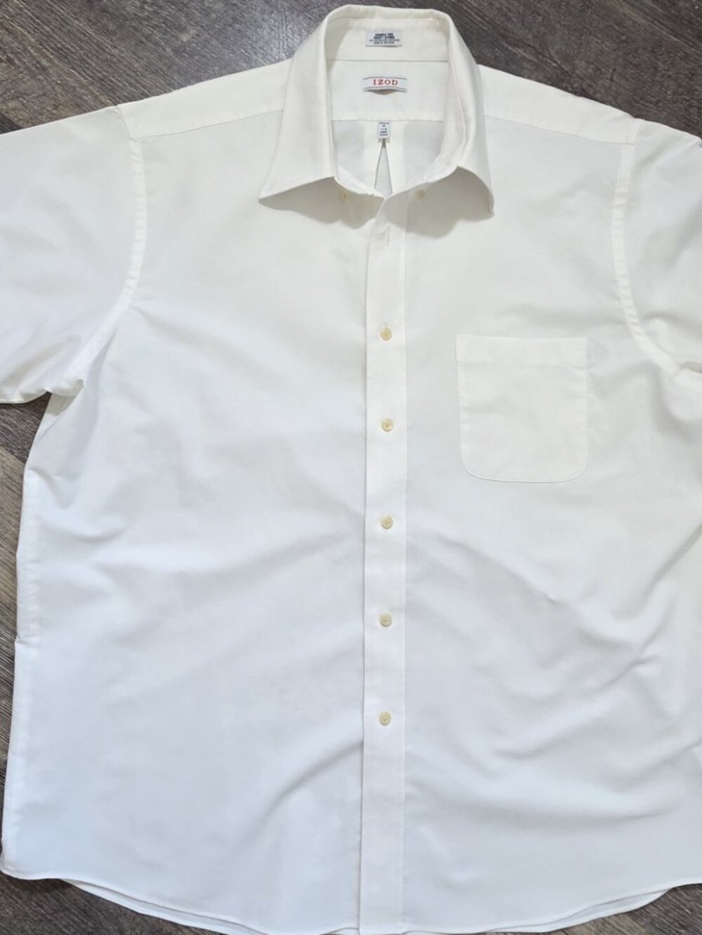 Izod Short Sleeve Varsity Oxford Button Down Shirt Sz 17.5 Regular Fit